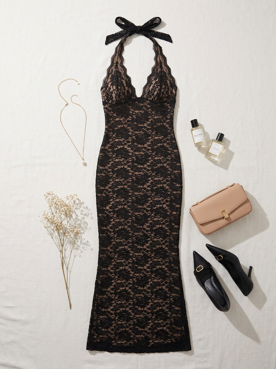 Spitzen-Maxikleid mit Rückenausschnitt „Monaco"