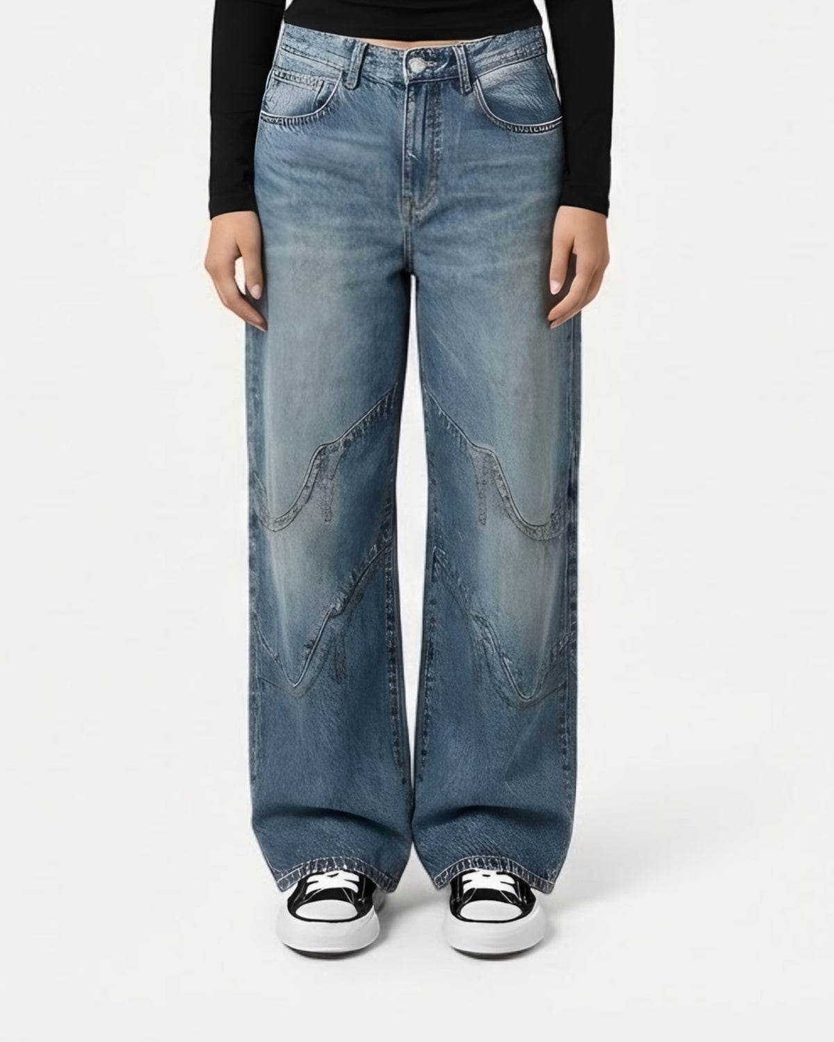 Zerrissene Straight Leg-Jeans