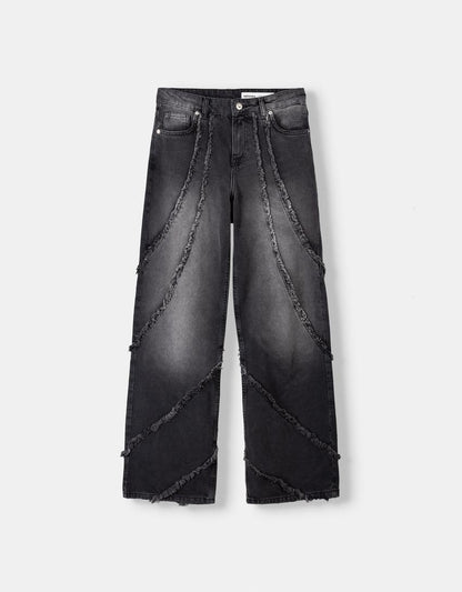 Baggy-Jeans mit Quasten