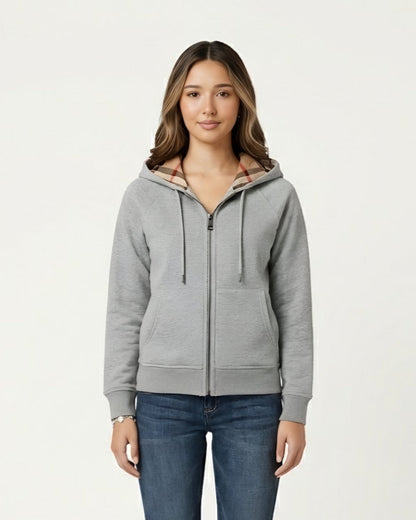 Checked Zip Hoodie