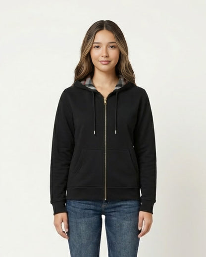 Checked Zip Hoodie