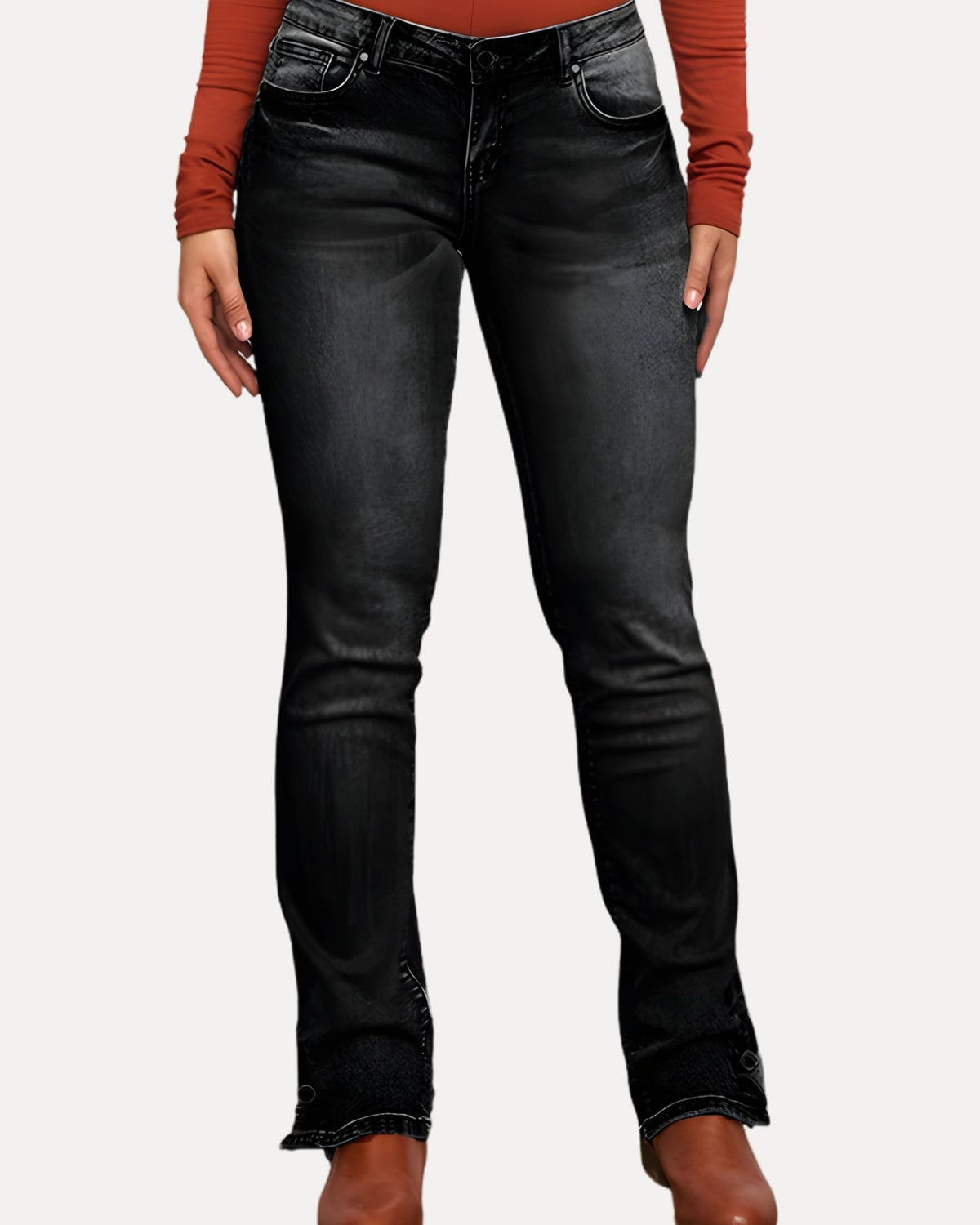 Zerrissene Straight Leg-Jeans