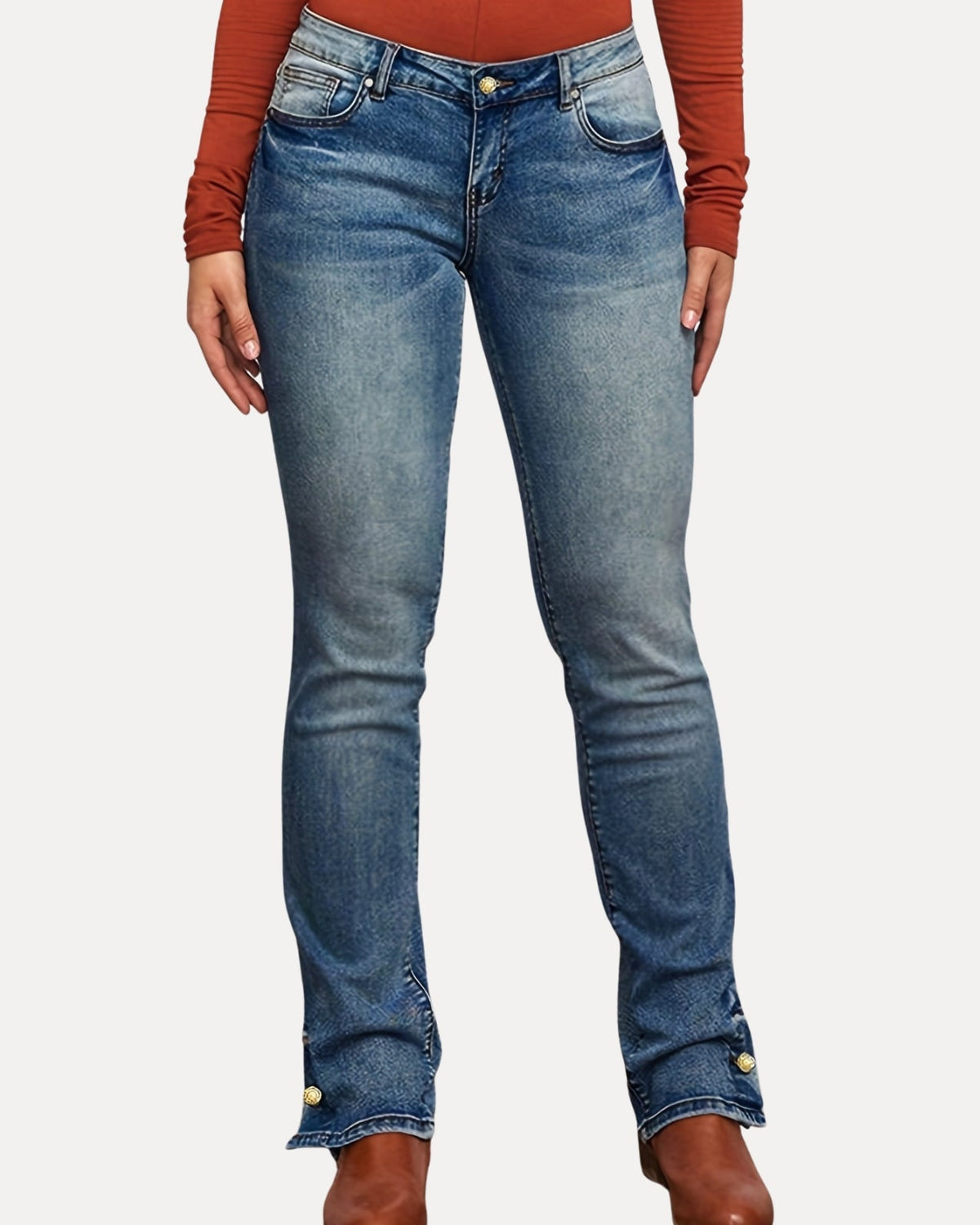 Zerrissene Straight Leg-Jeans