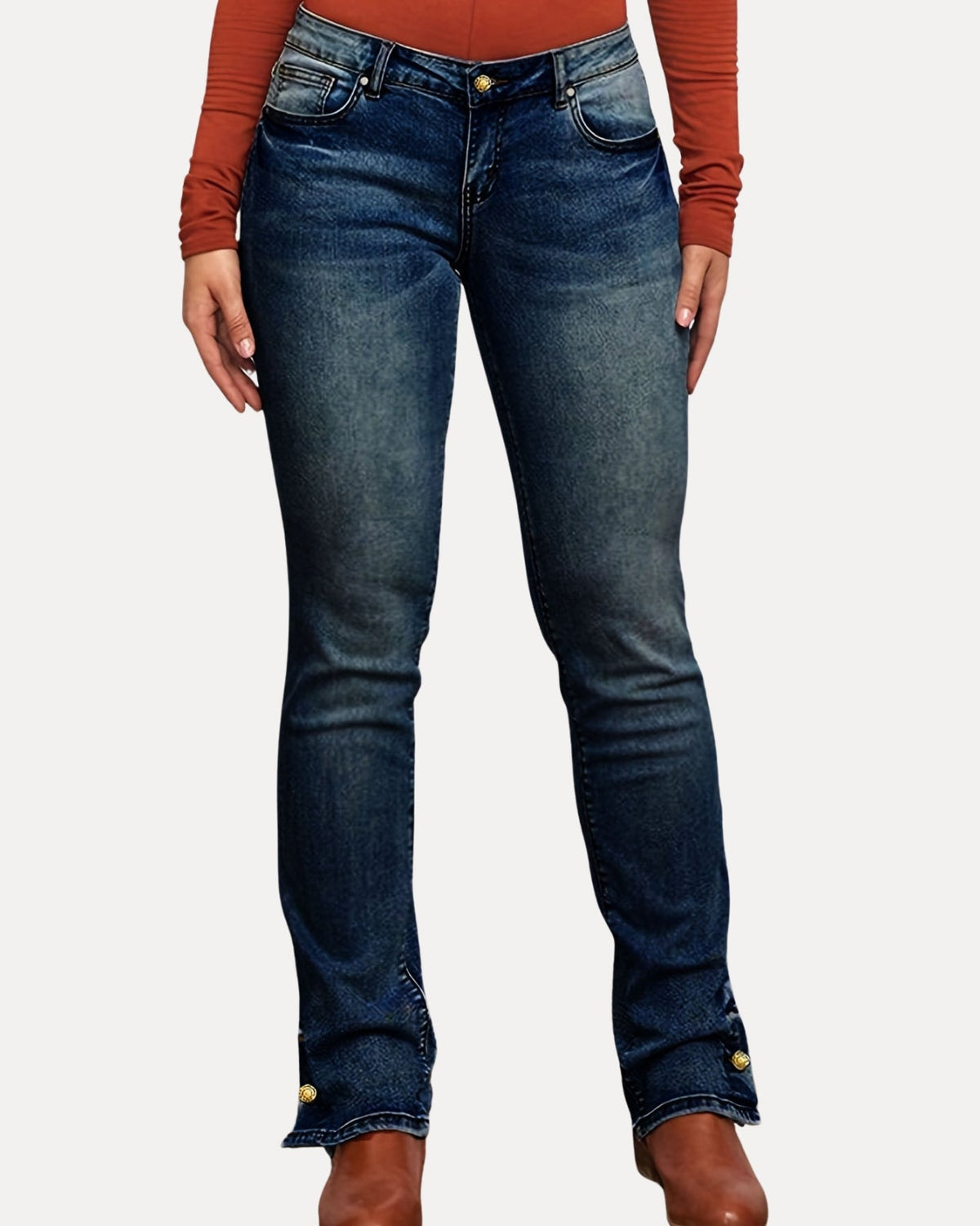 Zerrissene Straight Leg-Jeans