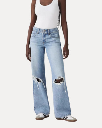 Zerrissene Straight Leg-Jeans