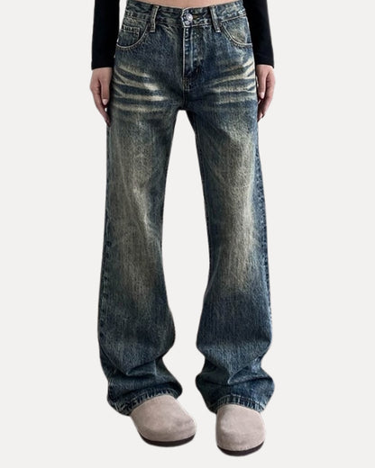 Zerrissene Straight Leg-Jeans