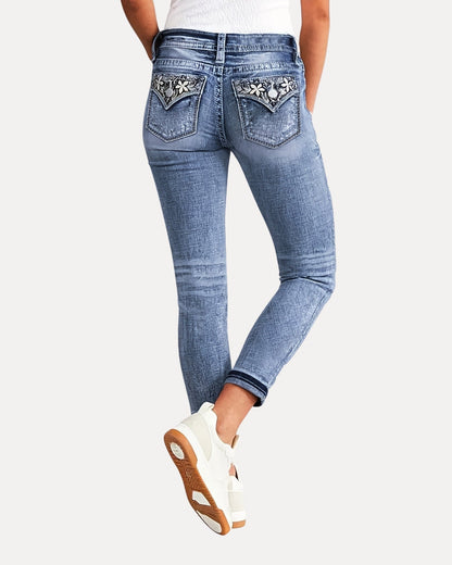 Zerrissene Straight Leg-Jeans