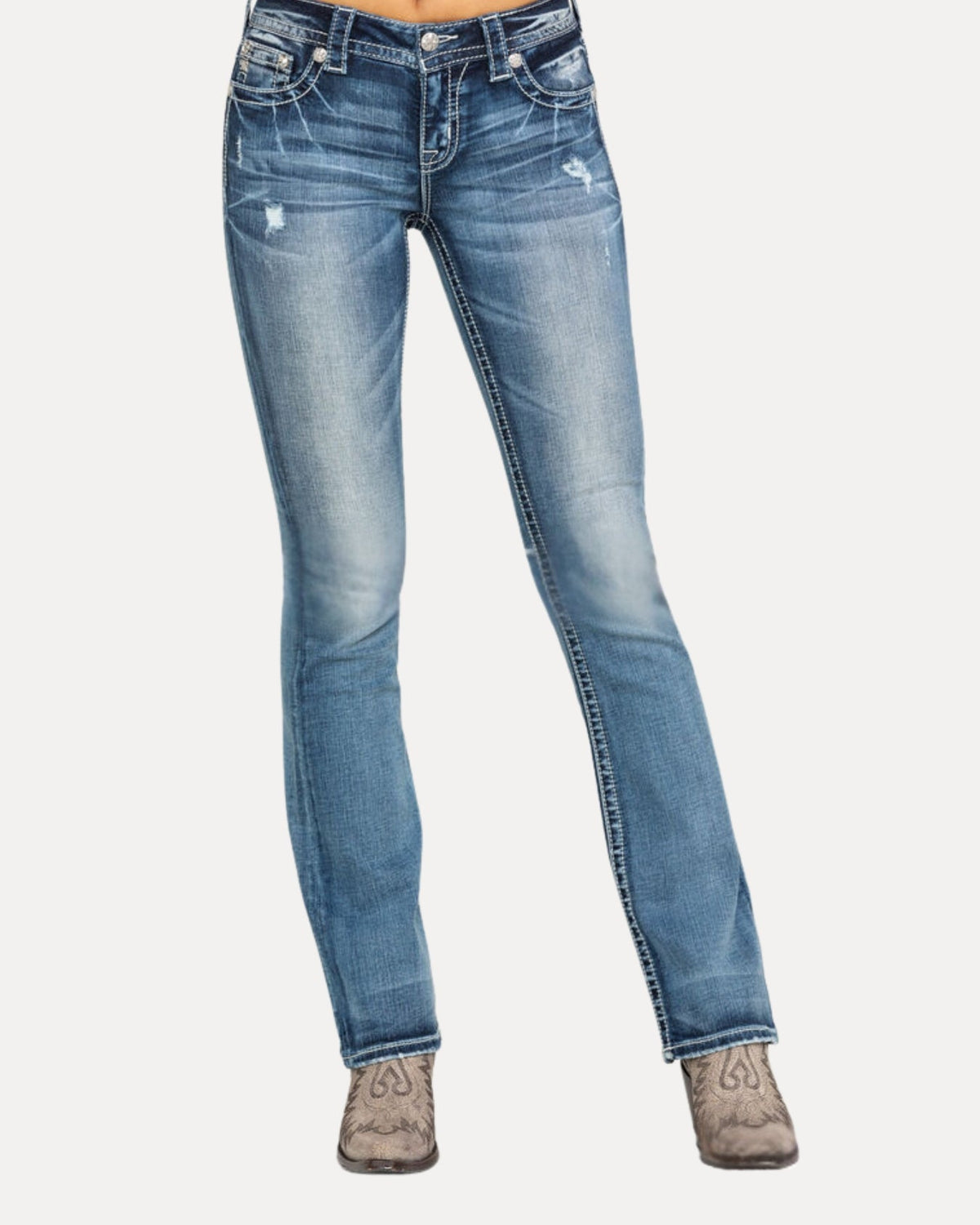 Zerrissene Straight Leg-Jeans