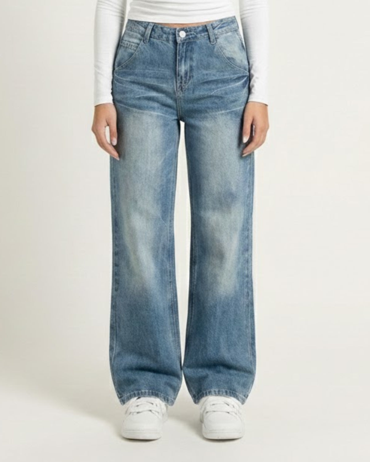 Zerrissene Straight Leg-Jeans