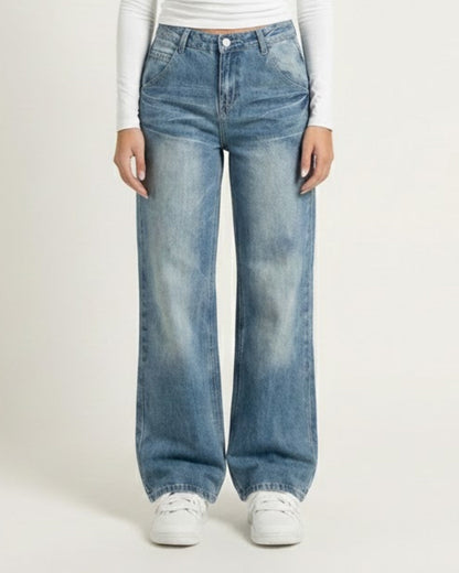 Zerrissene Straight Leg-Jeans