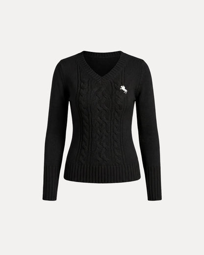 Cable Knit V-Neck Sweater