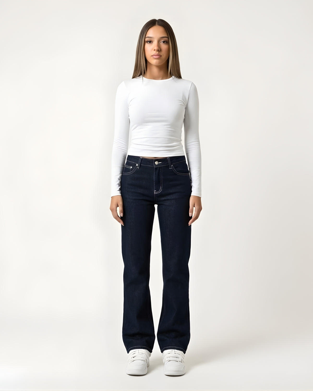 Zerrissene Straight Leg-Jeans