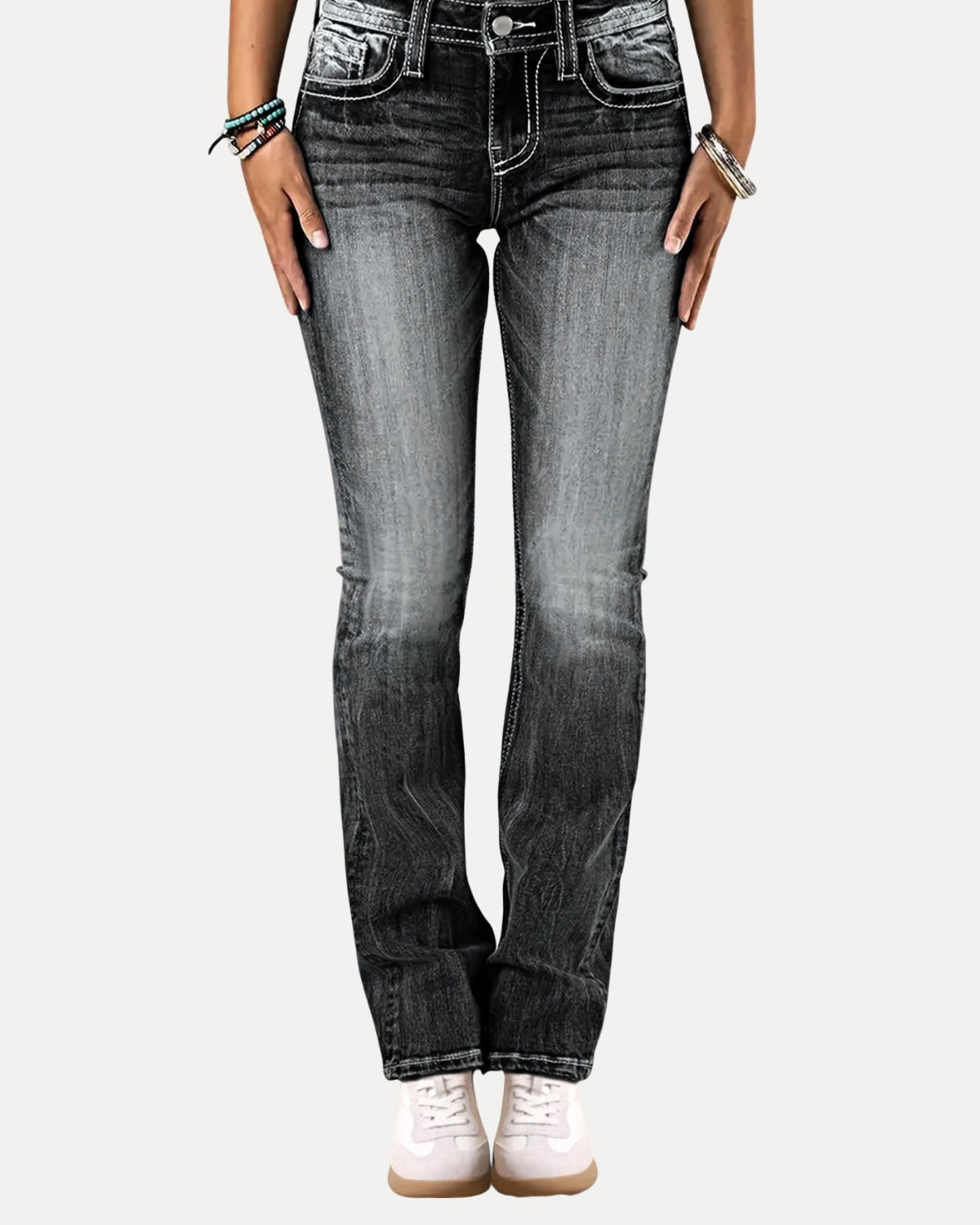 Zerrissene Straight Leg-Jeans