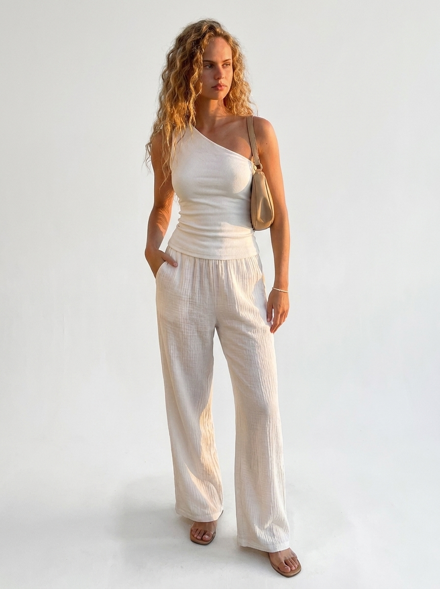 One-Shoulder Struktur-Zweiteiler„Riviera"