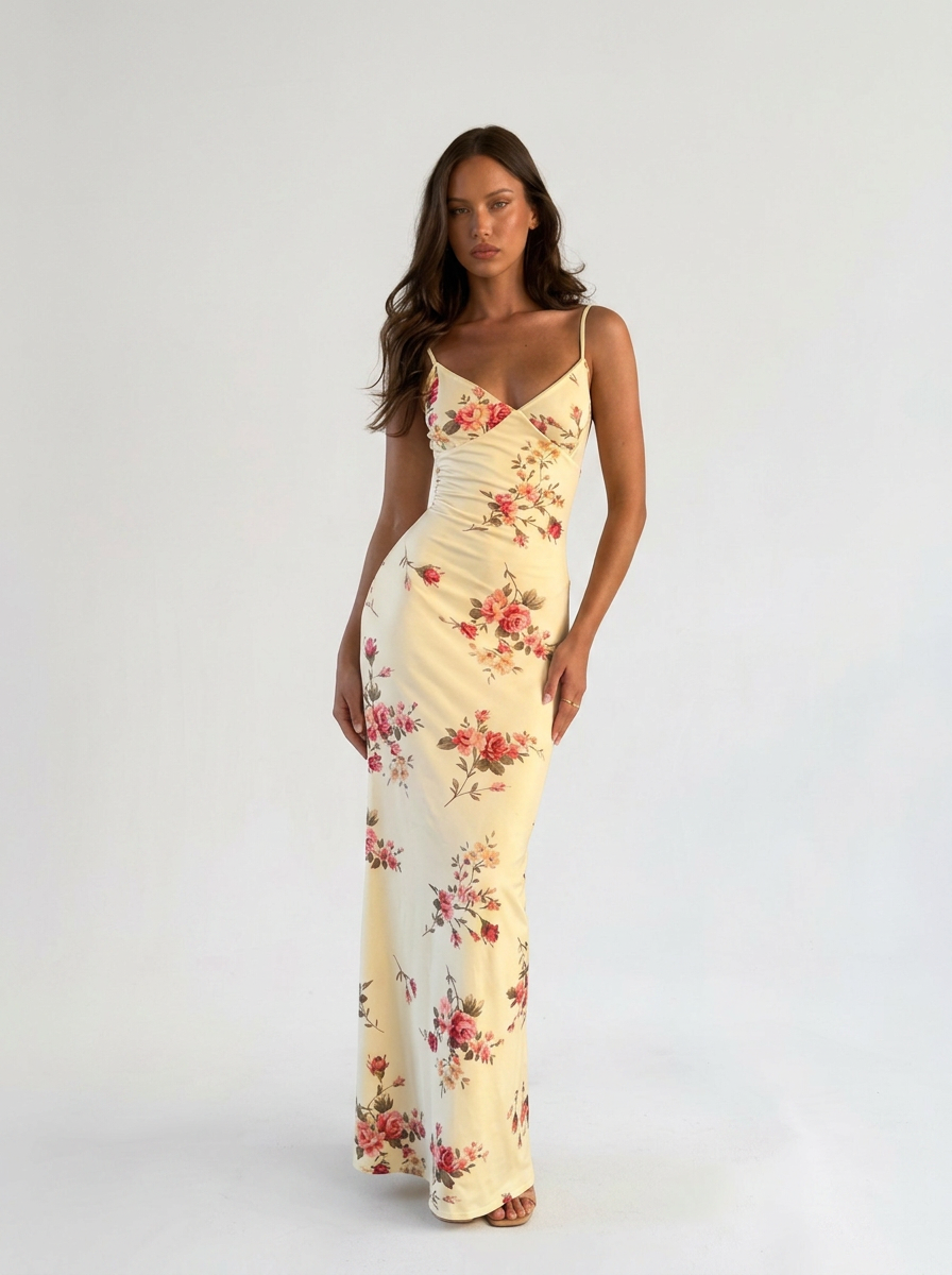 Blumen-Maxikleid mit Trägern „Sorrento"
