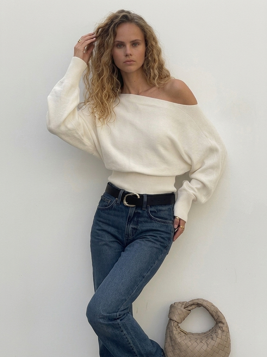 Off-Shoulder Strickpullover „Provence"