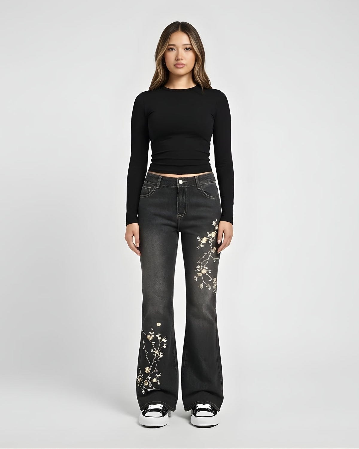 Zerrissene Straight Leg-Jeans
