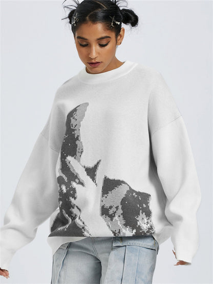 Strickpullover mit verstecktem Gesicht